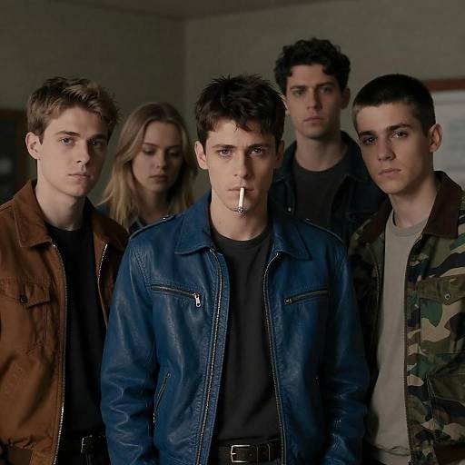 Group of Young Adults in Leather and Casual Jackets