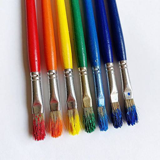 Vibrant Row of Colorful Paintbrushes