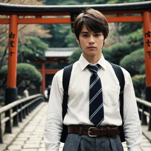 Stylish Male Character in Torii Scene