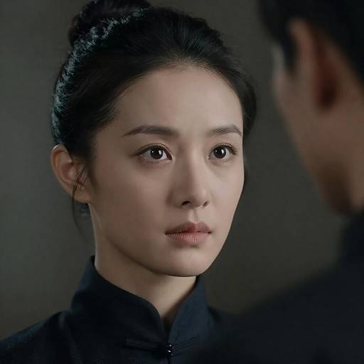 Intense Gaze of Asian Woman in Focus