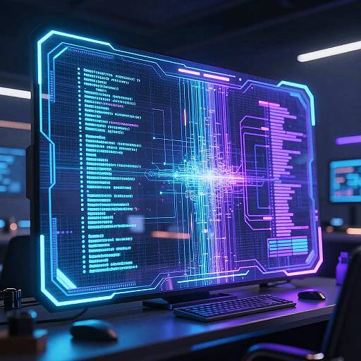 Futuristic AI Interface with Holograms