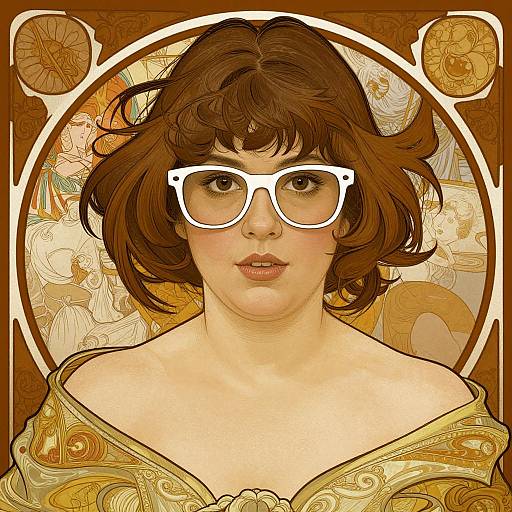 Curvy Romanian Woman in Art Nouveau Style