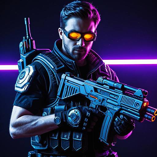 Futuristic Soldier with Phase-Shift Blaster