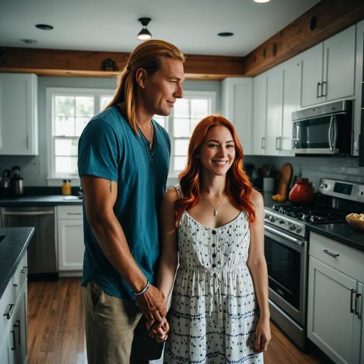 Couple Holding Hands in Modern Kitchen