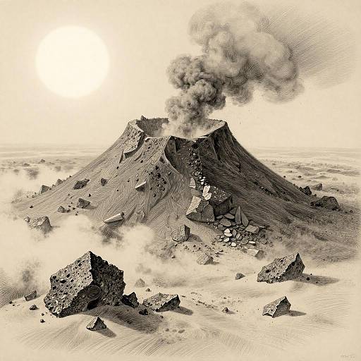 Surreal Volcanic Summit Sketch