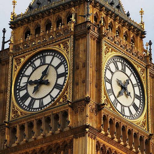 Ornate Twin Clock Tower Close-Up