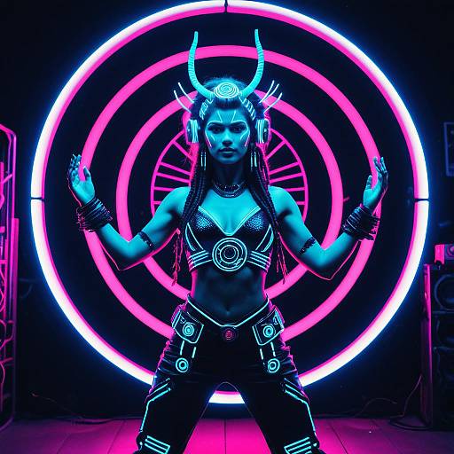 Neon Cyberpunk Shaman Woman