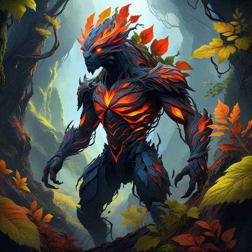Vibrant Plant-Based Creature in Volcanic Valley