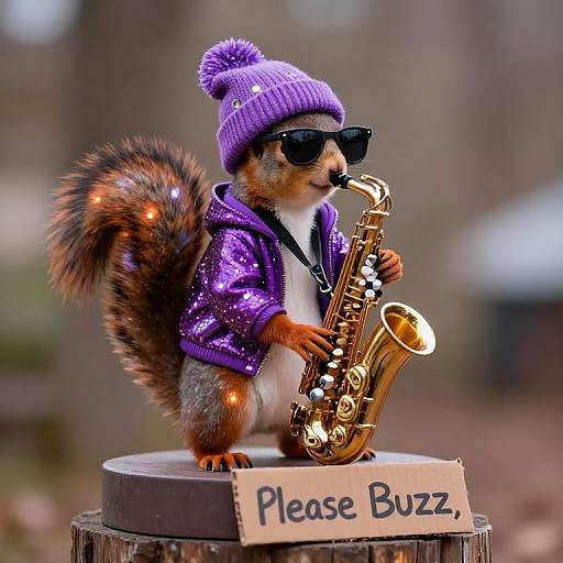 Squirrel Jazz Performer on Pedestal