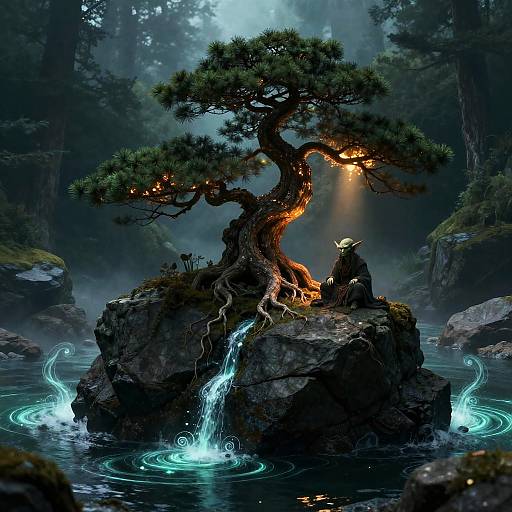 Mystical Goblin Shaman on Coastal Cliff