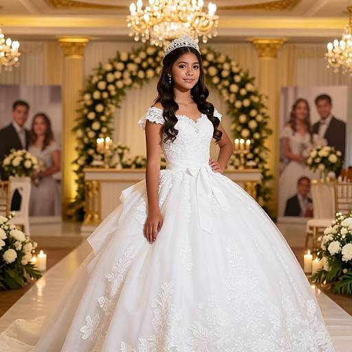 Elegant Latina Quinceañera in Ballroom