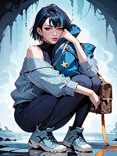 Stylish Girl in Dark Fantasy Setting