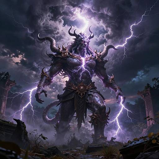 Mythical Thunder Spirits in Storm