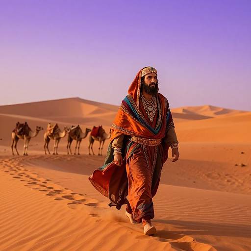 Medieval Vizier Leading Desert Caravan
