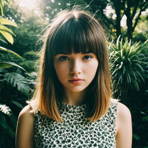 Teenage Girl with Textured Bangs in Botanical Garden