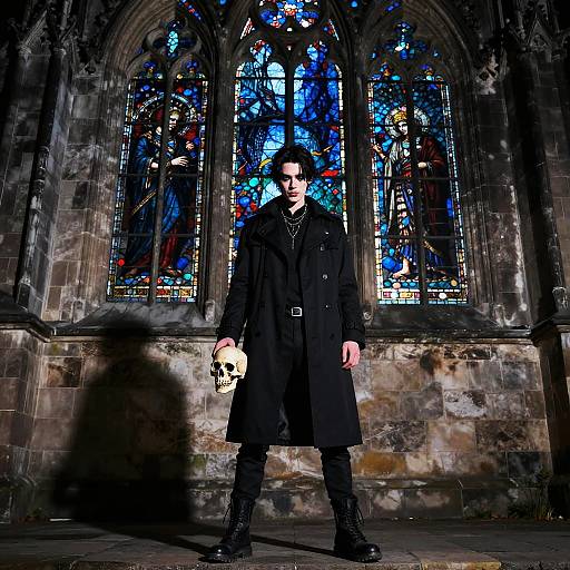 Gothic Night with Skull and Cathedral