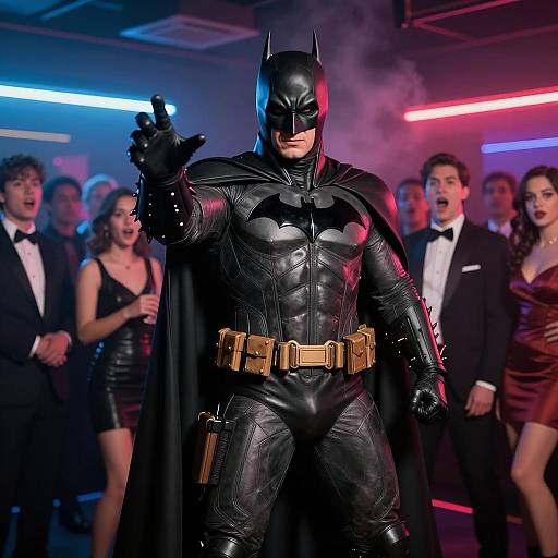 Batman in a Neon Nightclub Scene
