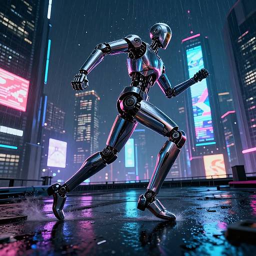 Cyberpunk Automail Legs Rooftop Run