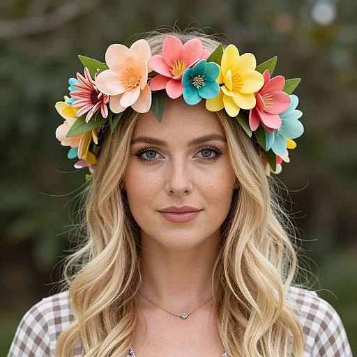 Blonde Woman with Vibrant Tropical Crown