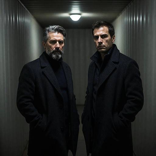 Moody Portrait of Two Men in Hallway