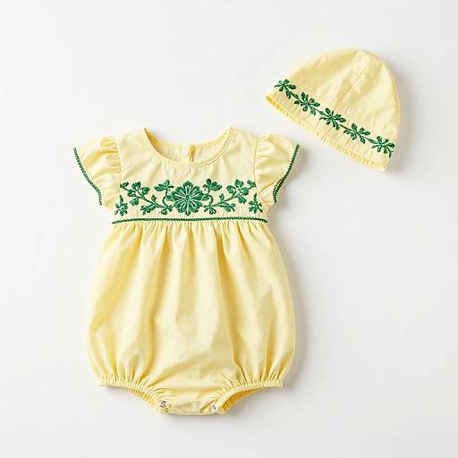 Vintage Baby Romper with Floral Embroidery