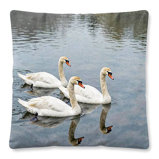 Nesting Swans Fabric-Effect Art