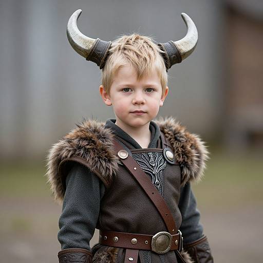 Blond Boy in Viking Costume
