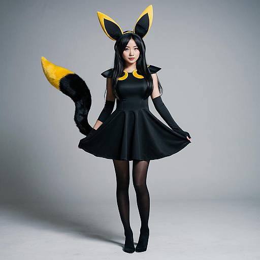 Woman in Umbreon Pokémon Costume