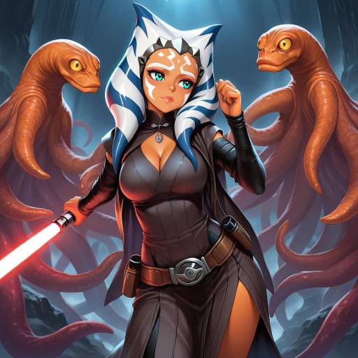 Illustration of Ahsoka tano, star wars in the style of Na-ga
