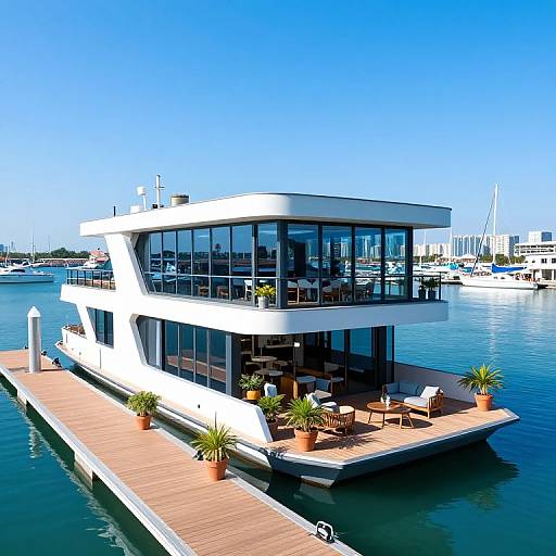 Sleek Modern Houseboat at Marina