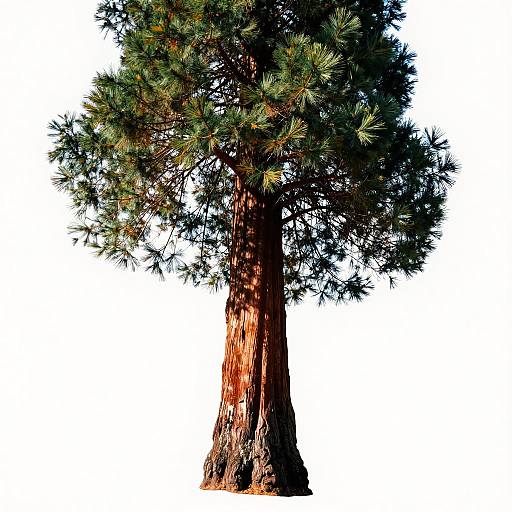 Full-Body Redwood Tree on White Background