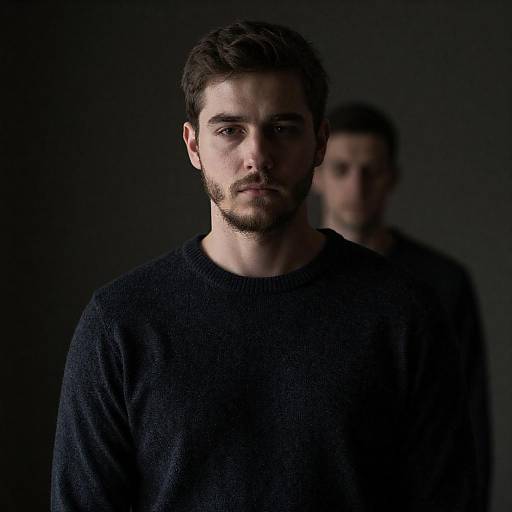 Somber Young Man in Dim Lighting