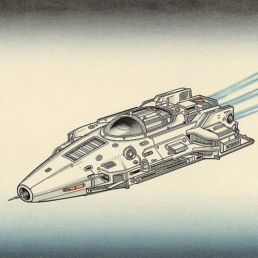 Ukiyo-e Sci-Fi Spaceship Fusion