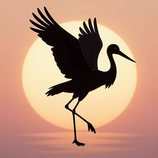 Stylized Stork Silhouette Sunset GIF