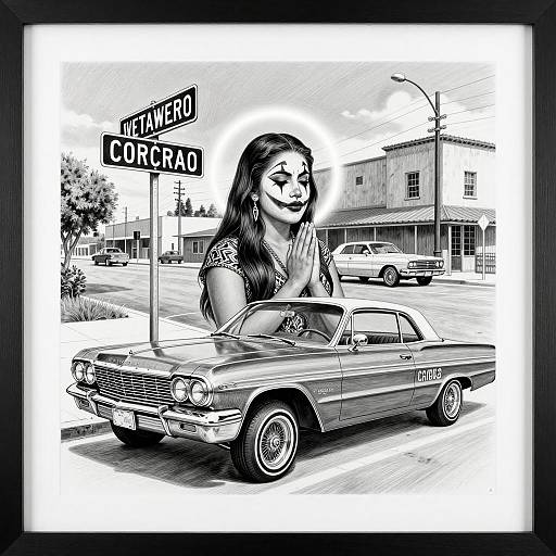 Chicano Art: Young Woman with Halo