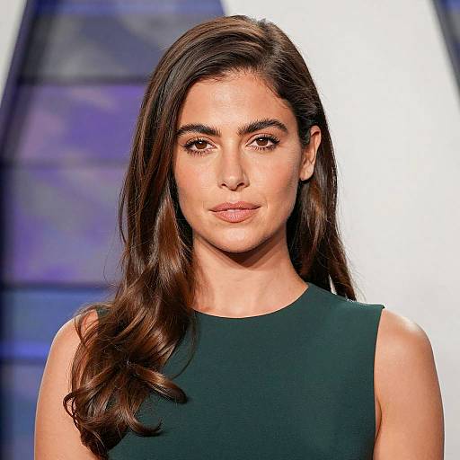 Elegant Woman in Dark Green Dress