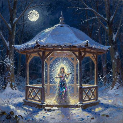 Winter Gazebo with Mystical Musician