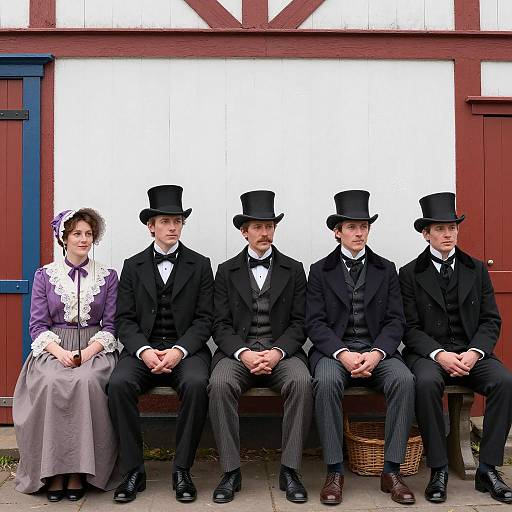19th Century Gathering on a Bench