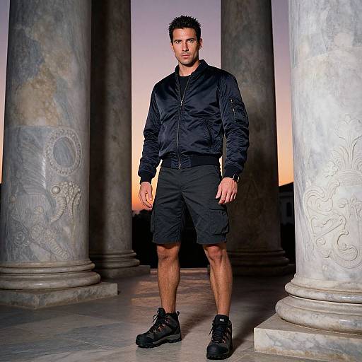 Confident Man Among Marble Columns