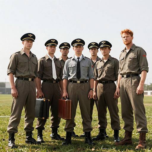 Vintage Aviation Men in a Green Field