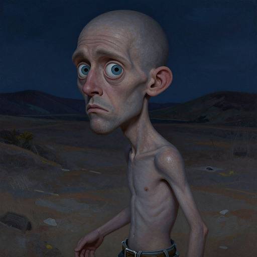 Gaunt Man Walking Barren Nightscape