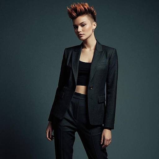 Female Model with Textured Faux Hawk in Blazer