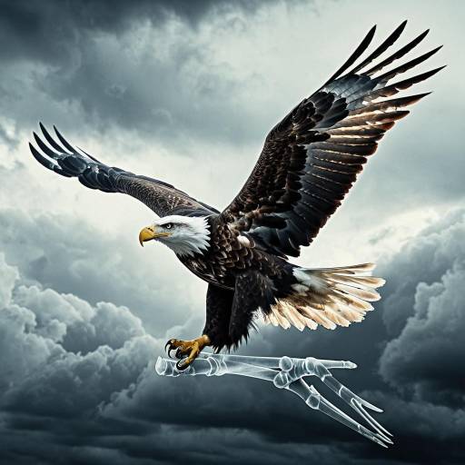 X-Ray Style Soaring Eagle with Skeletal Wings