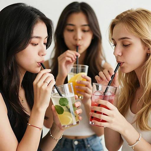 Realistic Blurry Group: Women Drinking