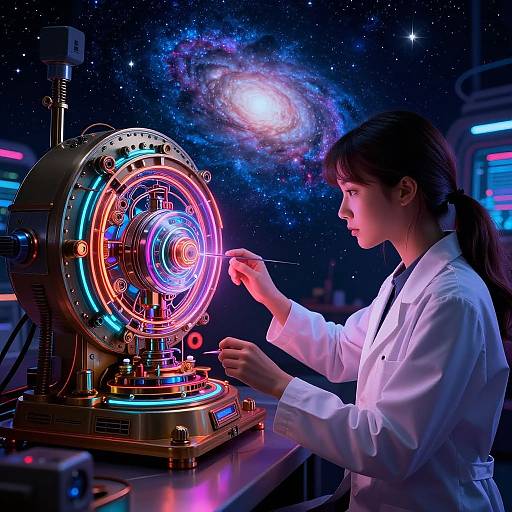 Neon Scientist with Cyber Galaxy Device