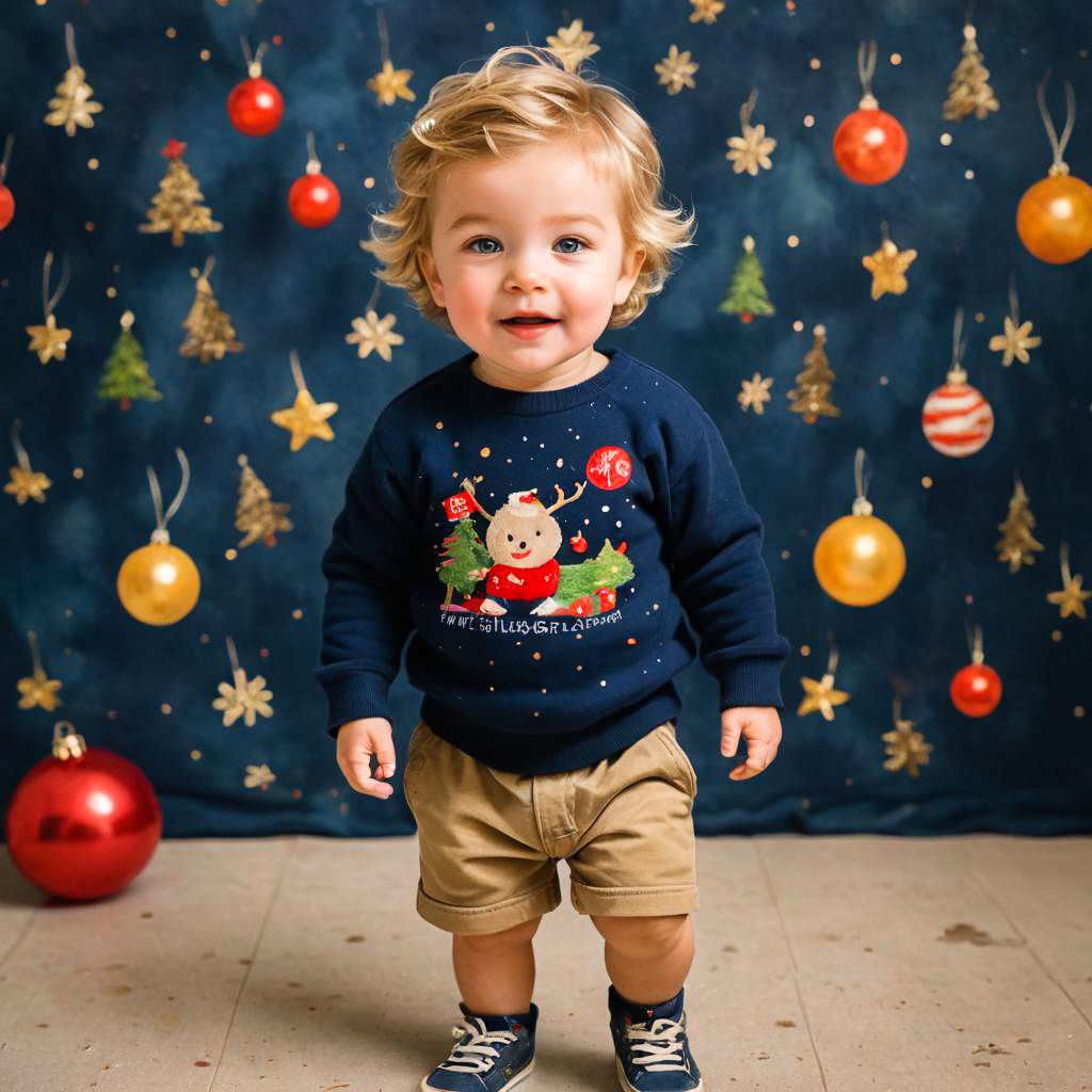 Festive Toddler Boy in Playful Attire