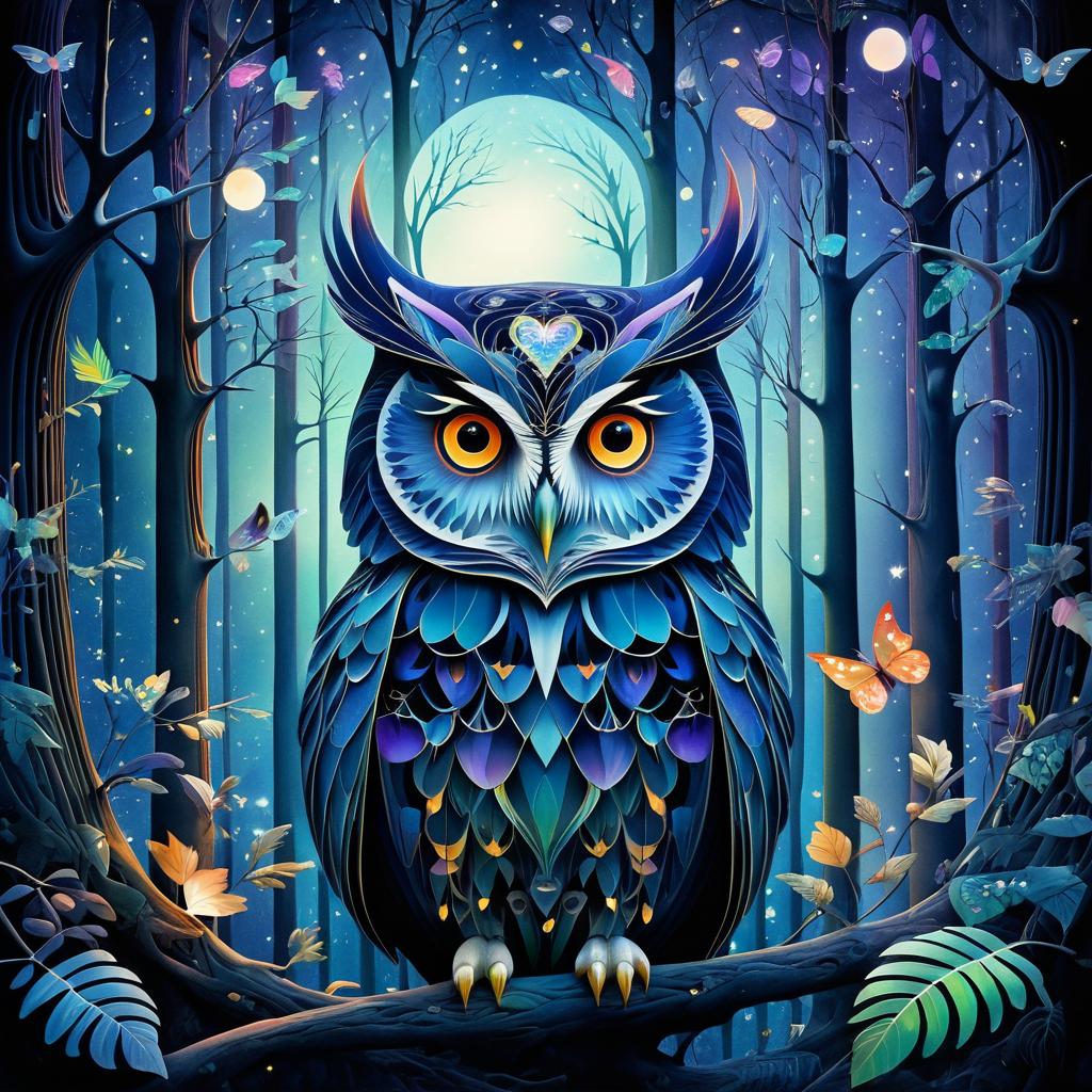 Enchanting Night Forest with Magical Creatures