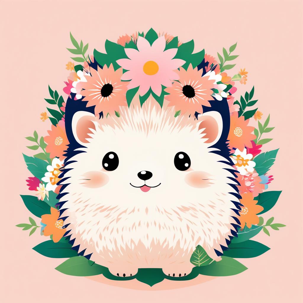 Charming Hedgehog with Flower Crowns