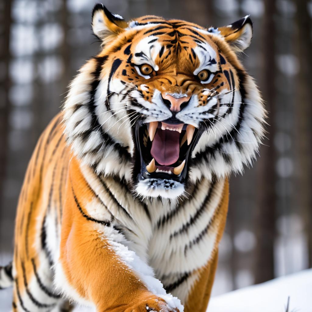 Intense Siberian Tiger Displaying Power