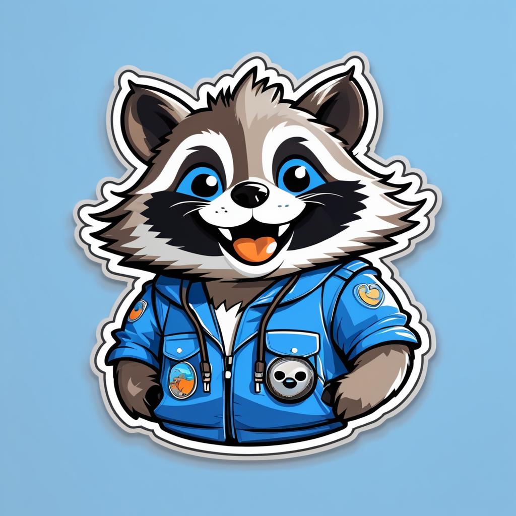 Adorable Mischievous Raccoon Cartoon Sticker